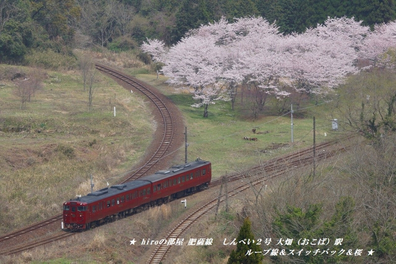 hiroの部屋　肥薩線　しんぺい２号 大畑（おこば）駅のループ線＆スイッチバック＆桜