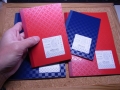 ノートブック　リエデンプレミアム　七宝紋様（赤）、市松紋様（青）スミ利